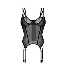 Корсет Obsessive Arrowel Black corset S/M, с подвязками для чулок