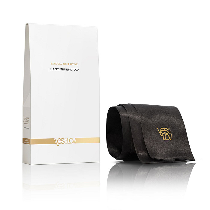 Сатиновая повязка на глаза YESforLOV BLACK SATIN BLINDFOLD (мятая упаковка!!!)