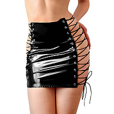 Лакированная юбка на шнуровке Art of Sex - Molly, цвет черный, L-2XL