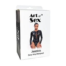 Виниловое боди с рукавами Art of Sex - Jessica, цвет черный, размер S