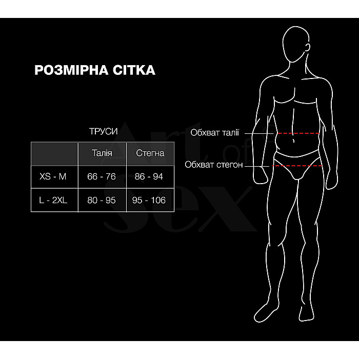 Чоловічі труси з сітки Art of Sex — Demir, колір чорний, розмір XS-M