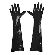 Глянцевые виниловые перчатки Art of Sex - Lora, размер М, цвет Черный