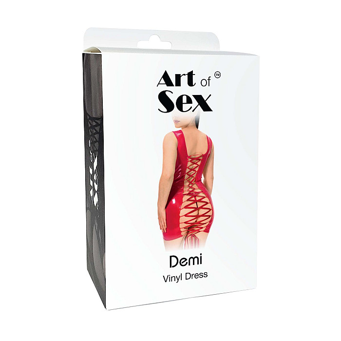 Лакированное платье на шнуровке Art of Sex - Demi, цвет красный, L-2XL