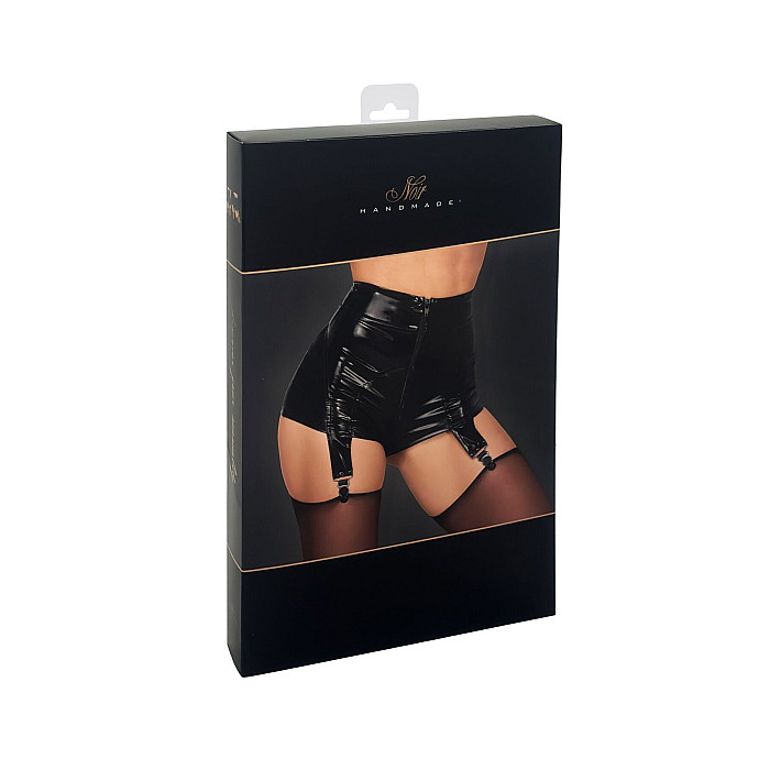 Шортики Noir Handmade F325 Glam з водонепроникного матеріалу і з підтяжками - S.