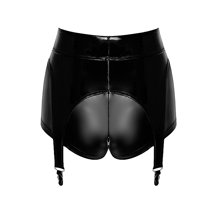 Шортики Noir Handmade F325 Glam, L, black, винил, высокая талия, крепления для чулок, с доступом