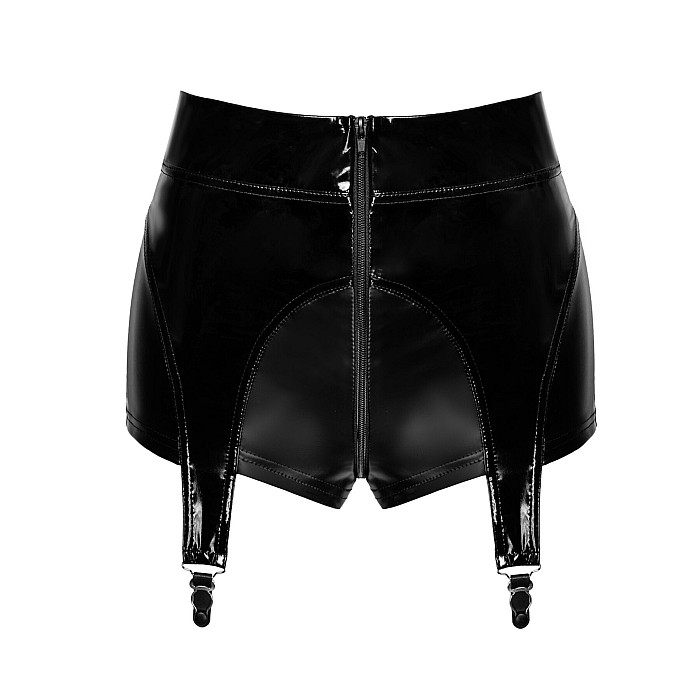 Шортики Noir Handmade F325 Glam, 3XL, black, винил, высокая талия, крепления для чулок, с доступом