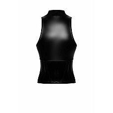 Топ Noir Handmade F324 Glam, L, black, халтер, на молнии, виниловые вставки, воротник-стойка