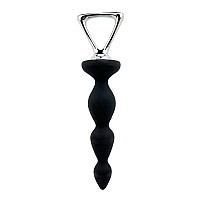Анальная цепочка Adrien Lastic Arrow II, черная, силиконовая, гибкая, с металлической ручкой, диаметр 3,2 см