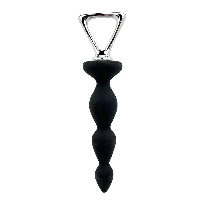 Анальная цепочка Adrien Lastic Arrow II, черная, силиконовая, гибкая, с металлической ручкой, диаметр 3,2 см