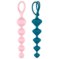 Набір анальних бус Satisfyer Beads Colored, силікон , макс. діаметр 3,3 см і 3,5 см