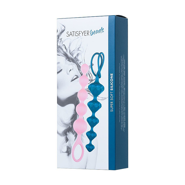 Набір анальних бус Satisfyer Beads Colored, силікон , макс. діаметр 3,3 см і 3,5 см