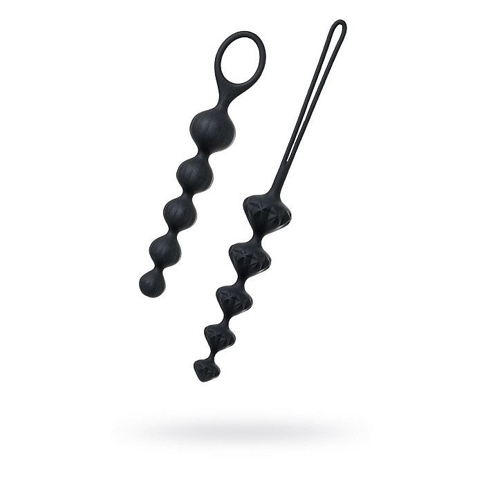 Набір анальних намистин Satisfyer Beads Black, силікон, макс. діаметр 3,3 см та 3,5 см