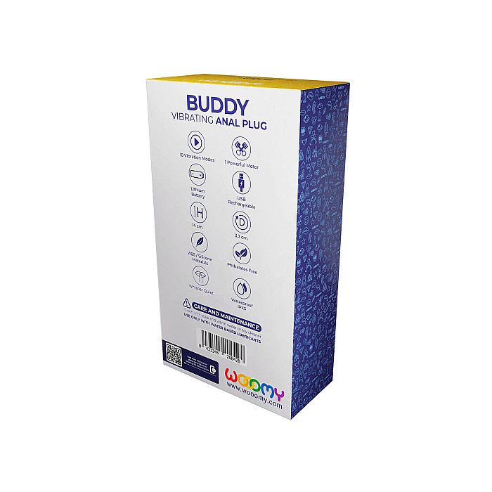 Анальный вибростимулятор Wooomy Buddy, темно-зеленый, гибкий, 10 режимов вибрации, съемная вибропуля