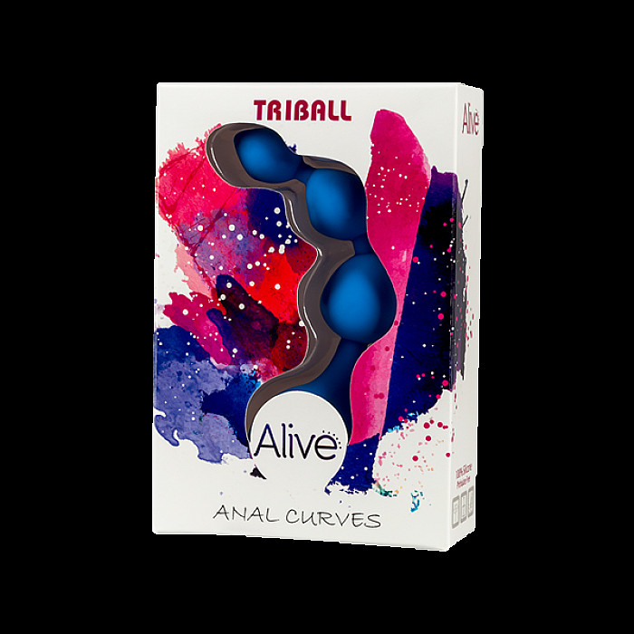Анальні кульки Alive Triball Blue, силікон, макс. діаметр 2 см