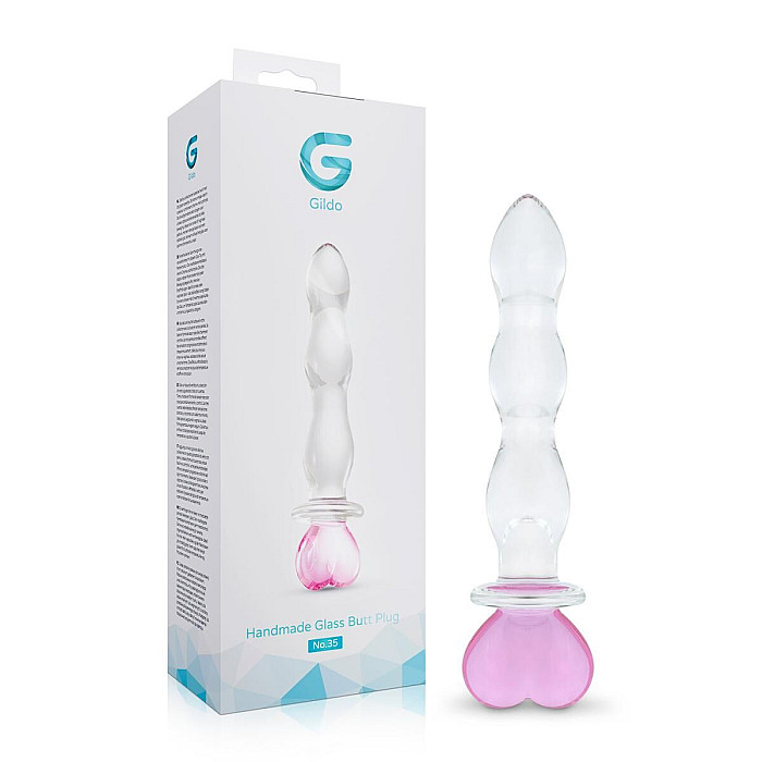 Скляний анальний ланцюжок Gildo Glass Butt Plug Heart Shape No. 35