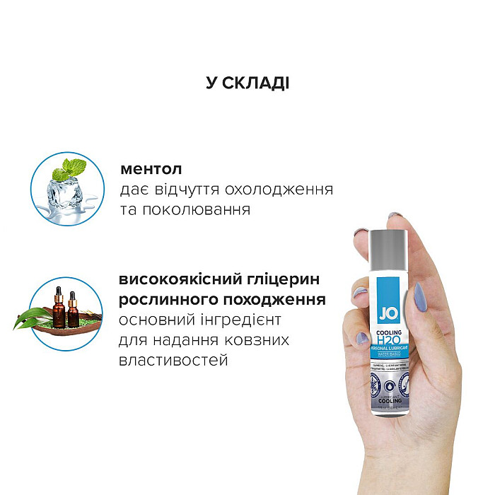 Охлаждающая смазка на водной основе JO H2O COOLING (30 мл) с ментолом, растительный глицерин