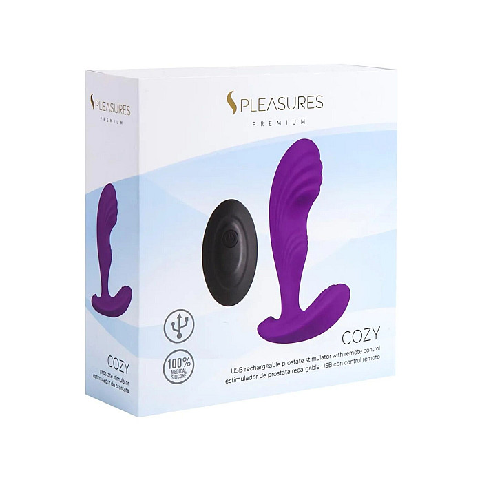 Вибромассажер простаты S Pleasures Premium Cozy, Purple, с рельефной головкой, 10 режимов