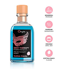 Набор для массажа Orgie – Sexy Therapy Cotton Candy (100 мл), съедобное разогревающее масло + перышко