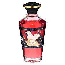 Разогревающее масло Shunga Aphrodisiac Warming Oil - Sparkling Strawberry Wine (100 мл) без сахара