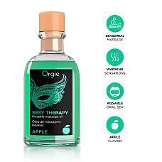 Набор для массажа Orgie – Sexy Therapy Apple (100 мл), съедобное разогревающее масло + перышко