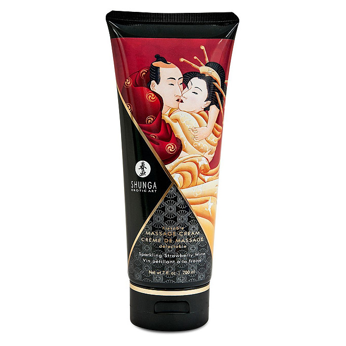 Їстівний масажний крем Shunga Kissable Massage Cream – Sparkling Strawberry Wine (200 мл)