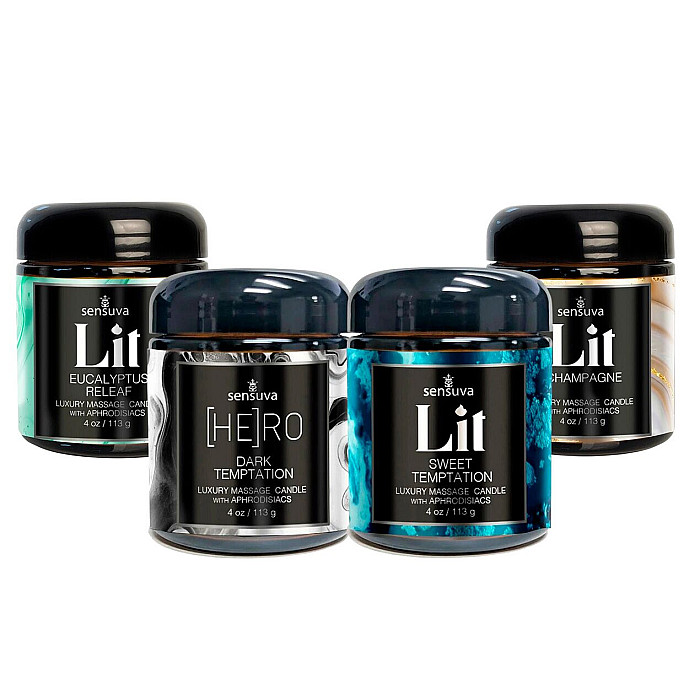 Набір масажних свічок LIT 4 piece Variety Pack Luxury Massage Candles (4 шт по 113 г)