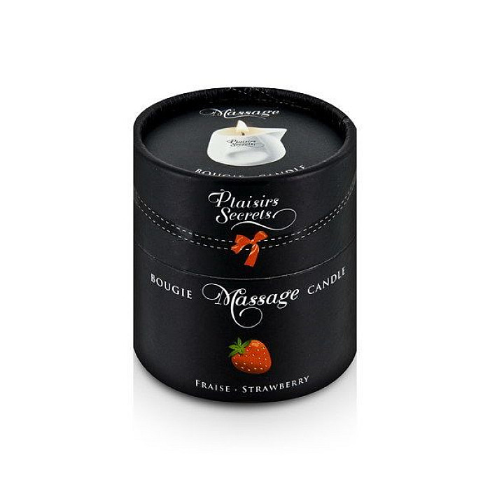 Массажная свеча Plaisirs Secrets Strawberry (80 мл) подарочная упаковка, керамический сосуд