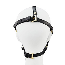 Маска-сбруя для минета LOCKINK SEVANDA Blowjob Head Harness, черная, с мягкой вставкой в виде губ