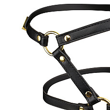 Маска-сбруя для минета LOCKINK SEVANDA Blowjob Head Harness, черная, с мягкой вставкой в виде губ