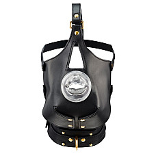 Маска-сбруя для минета с поводком LOCKINK SEVANDA Blowjob Head Muzzle with Leash, черная