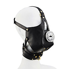 Маска-сбруя для минета с поводком LOCKINK SEVANDA Blowjob Head Muzzle with Leash, черная