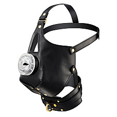 Маска-сбруя для минета с поводком LOCKINK SEVANDA Blowjob Head Muzzle with Leash, черная