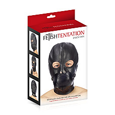 Капюшон с кляпом для БДСМ Fetish Tentation BDSM hood in leatherette with removable gag