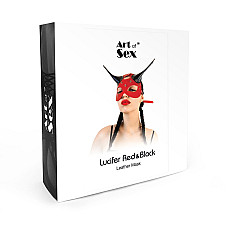 Кожаная маска Art of Sex - Lucifer Red&Black