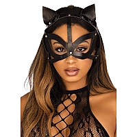 Маска кошки из экокожи Leg Avenue Vegan leather studded cat mask Black
