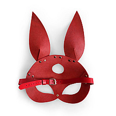 Кожаная маска Зайки Art of Sex - Bunny mask, цвет Красный