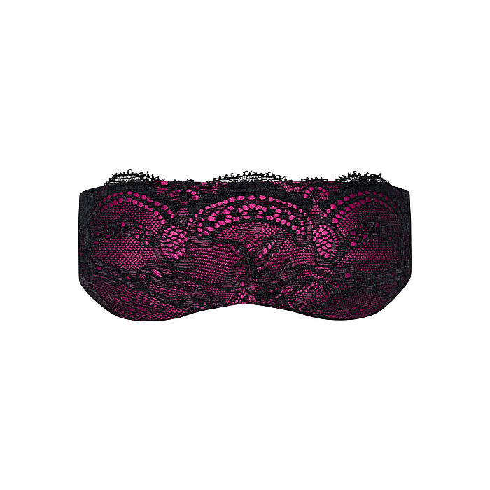 Атласная маска Obsessive Roseberry mask, pink, украшена кружевом, для сна