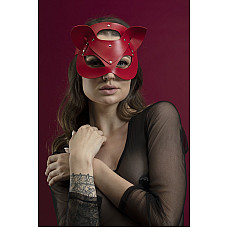 Маска кошечки Feral Feelings - Catwoman Mask, натуральная кожа, красная