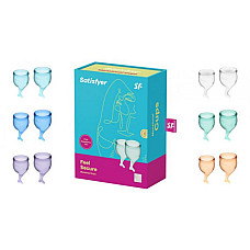 Набір менструальних чаш Satisfyer Feel Secure (dark blue), 15мл і 20мл, мішечок для зберігання