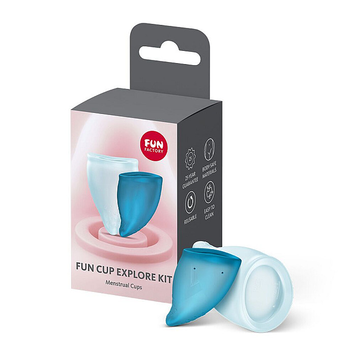 Набор менструальных чаш Fun Factory FUN CUP EXPLORE KIT, 2 шт, Multicolored Turquoise, объемы 20 и 30 мл