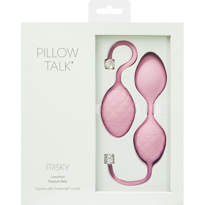 Роскошные вагинальные шарики PILLOW TALK - Frisky Pink с кристаллом, диаметр 3,2см, вес 49-75гр