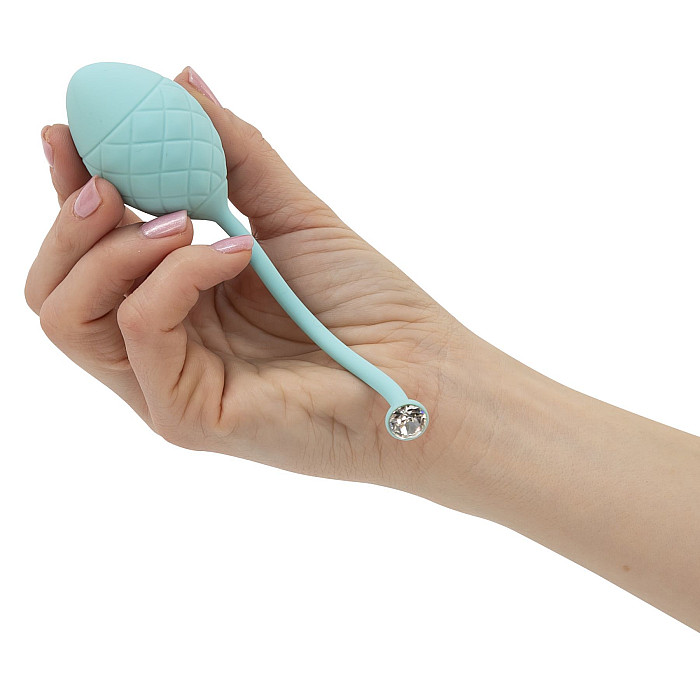 Роскошные вагинальные шарики PILLOW TALK - Frisky Teal с кристаллом, диаметр 3,2см, вес 49-75гр
