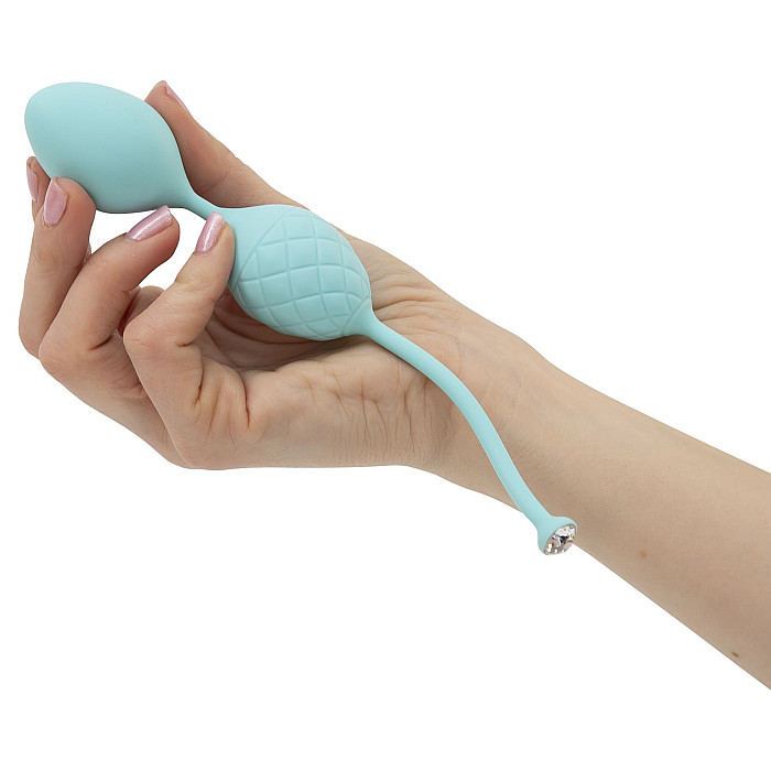 Роскошные вагинальные шарики PILLOW TALK - Frisky Teal с кристаллом, диаметр 3,2см, вес 49-75гр