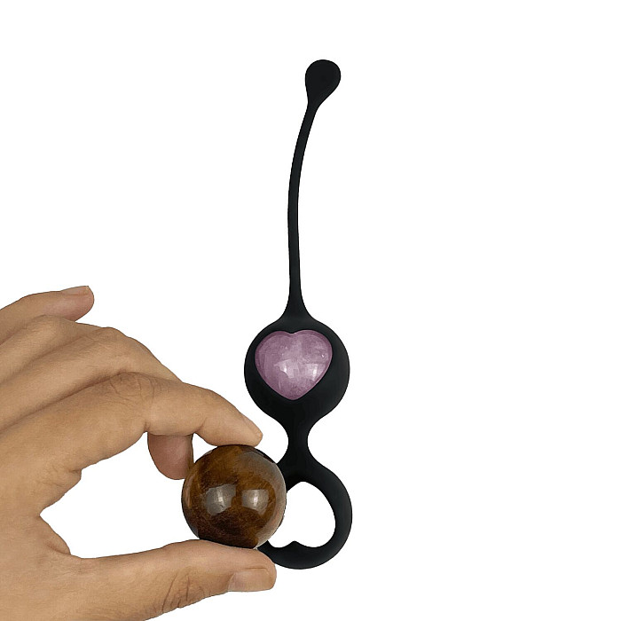 Вагинальные шарики Adrien Lastic Harmony Stones, полудрагоценные камни, диаметр 3 см, 2 держателя