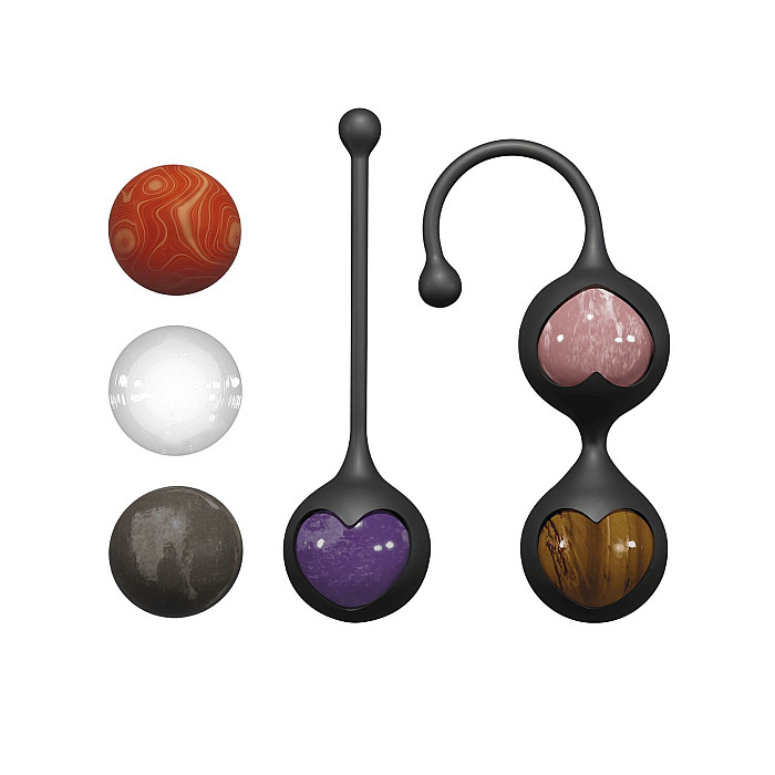 Вагинальные шарики Adrien Lastic Harmony Stones, полудрагоценные камни, диаметр 3 см, 2 держателя