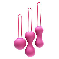 Набор вагинальных шариков Je Joue - Ami Fuchsia, диаметр 3,8-3,3-2,7см, вес 54-71-100гр + подарок косметичка