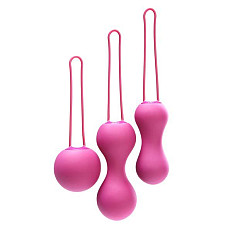 Набор вагинальных шариков Je Joue - Ami Fuchsia, диаметр 3,8-3,3-2,7см, вес 54-71-100гр + подарок косметичка