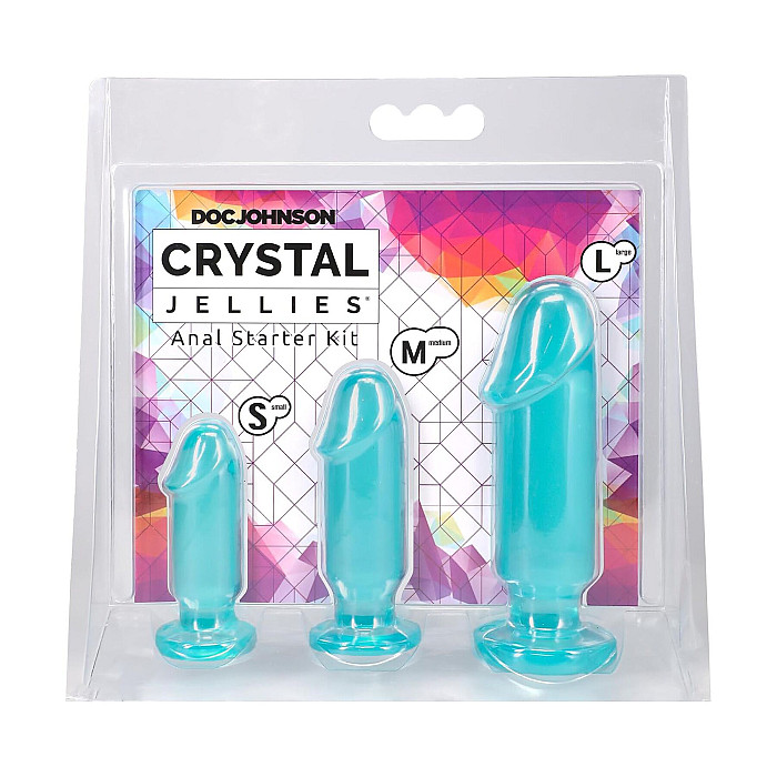 Набір анальних пробок Doc Johnson Crystal Jellies - Anal Starter Kit- Teal