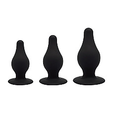 Набор анальных пробок SilexD Silicone Plug Kit двухслойные, силикон+Silexpan, диаметр 3,4; 4; 4,5 см