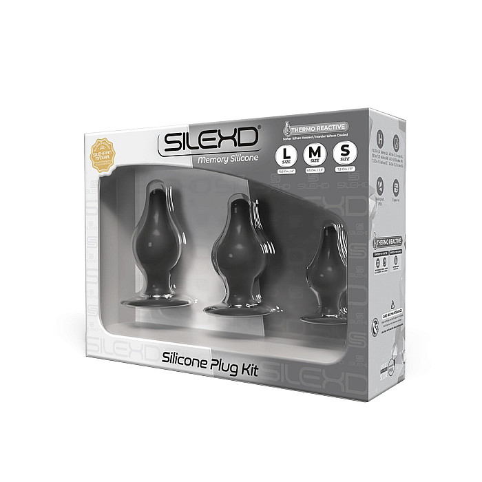 Набор анальных пробок SilexD Silicone Plug Kit двухслойные, силикон+Silexpan, диаметр 3,4; 4; 4,5 см
